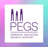 PEGS Logo Purple and blue Parental Education Growth Support (PEGS) Logo